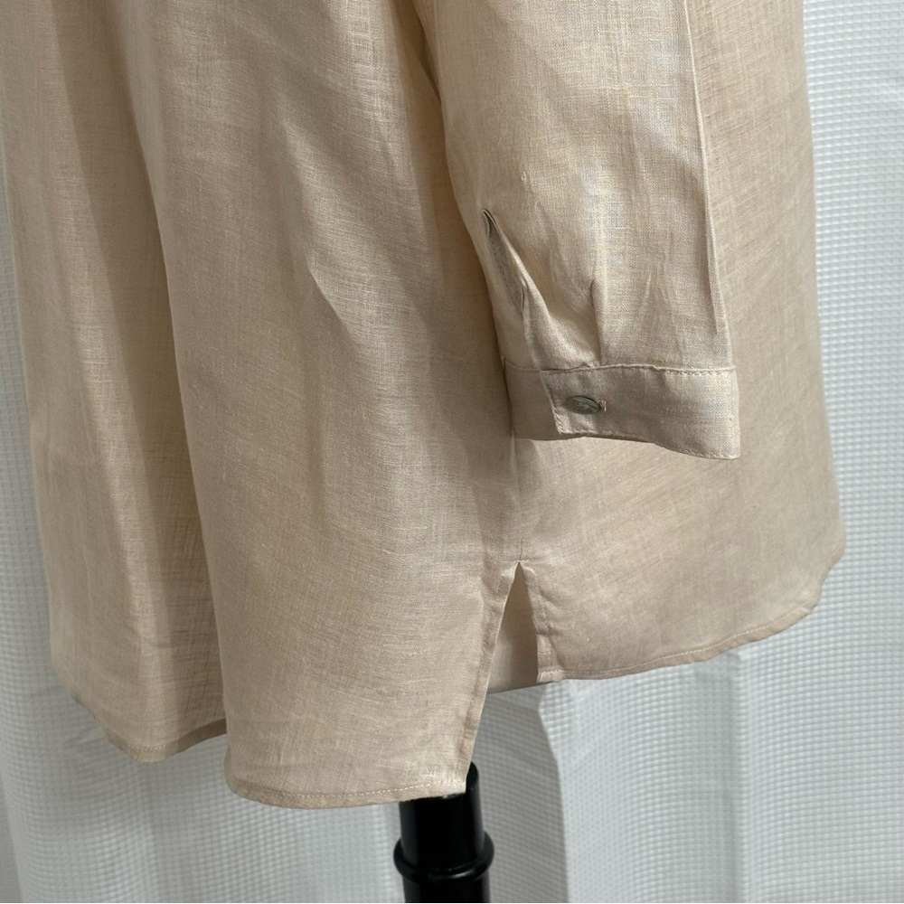 Peck & Peck Women's Linen 3/4 Sleeves, Front Button Blouse, Beige, Size XL - Picture 5 of 8